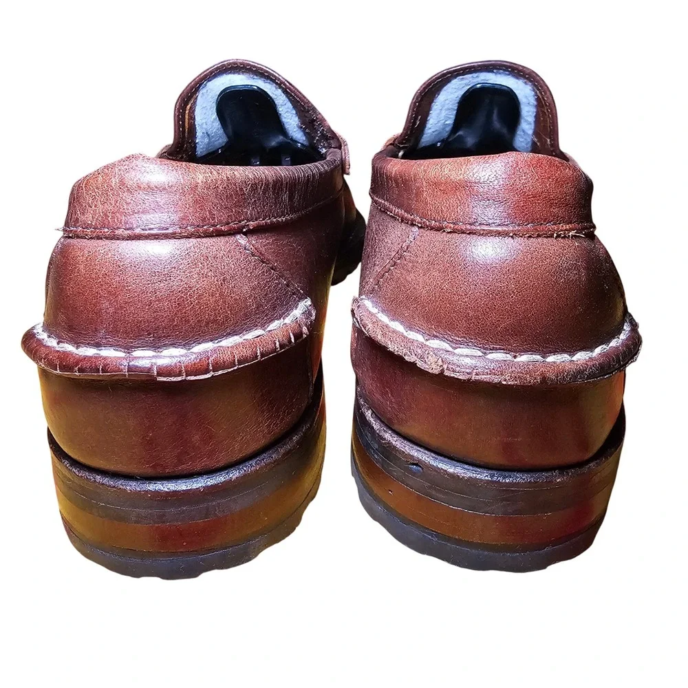 Allen Edmonds Gorham Mens Brown Leather Penny Loafers Lug Sole USA Made 10.5 D